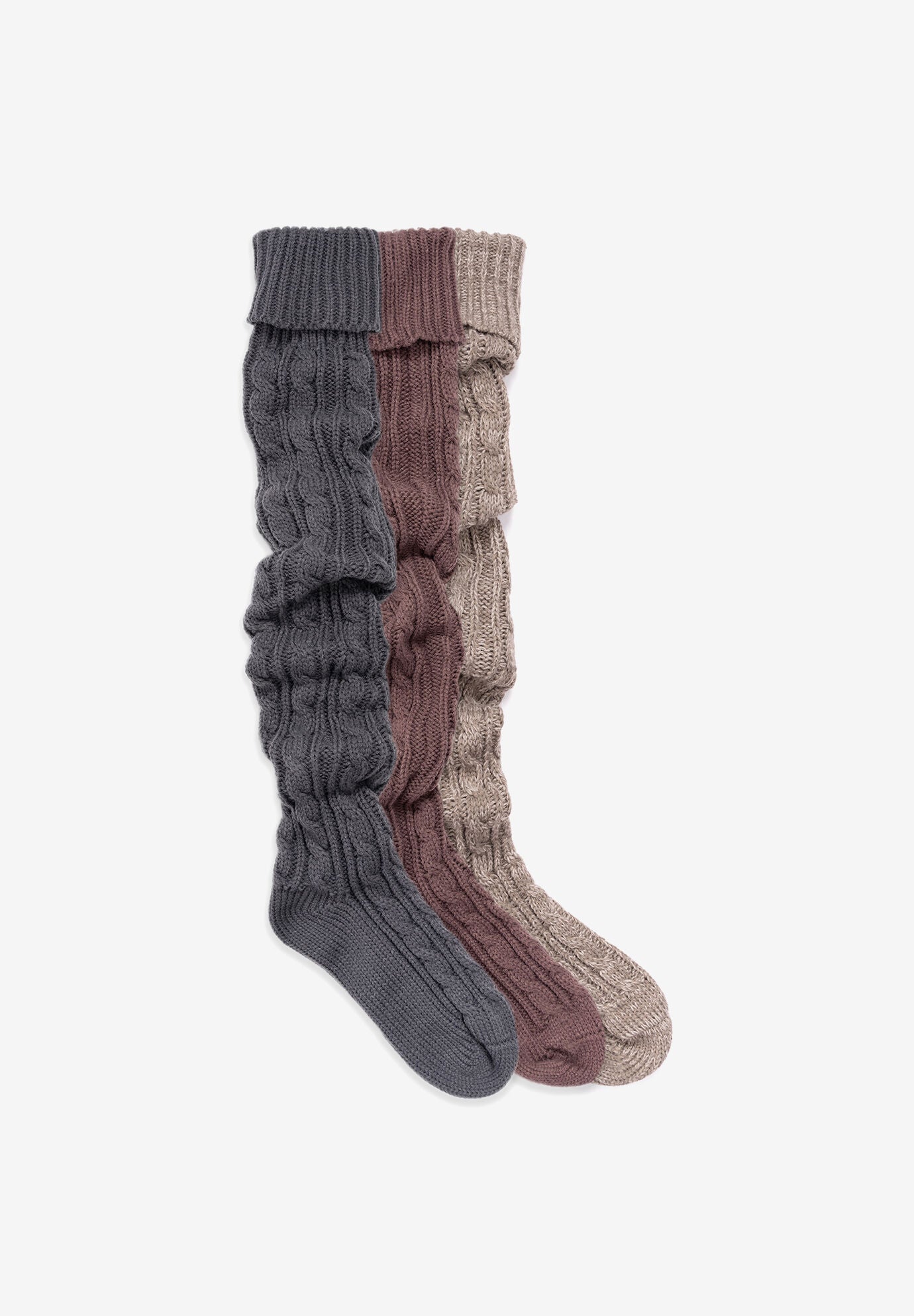 Cable Knit Over The Knee 3 Pack Socks, MULTI, hi-res image number 0