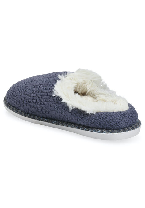 Textured Knit Clog With Fur Lining Slippers, , on-hover image number null