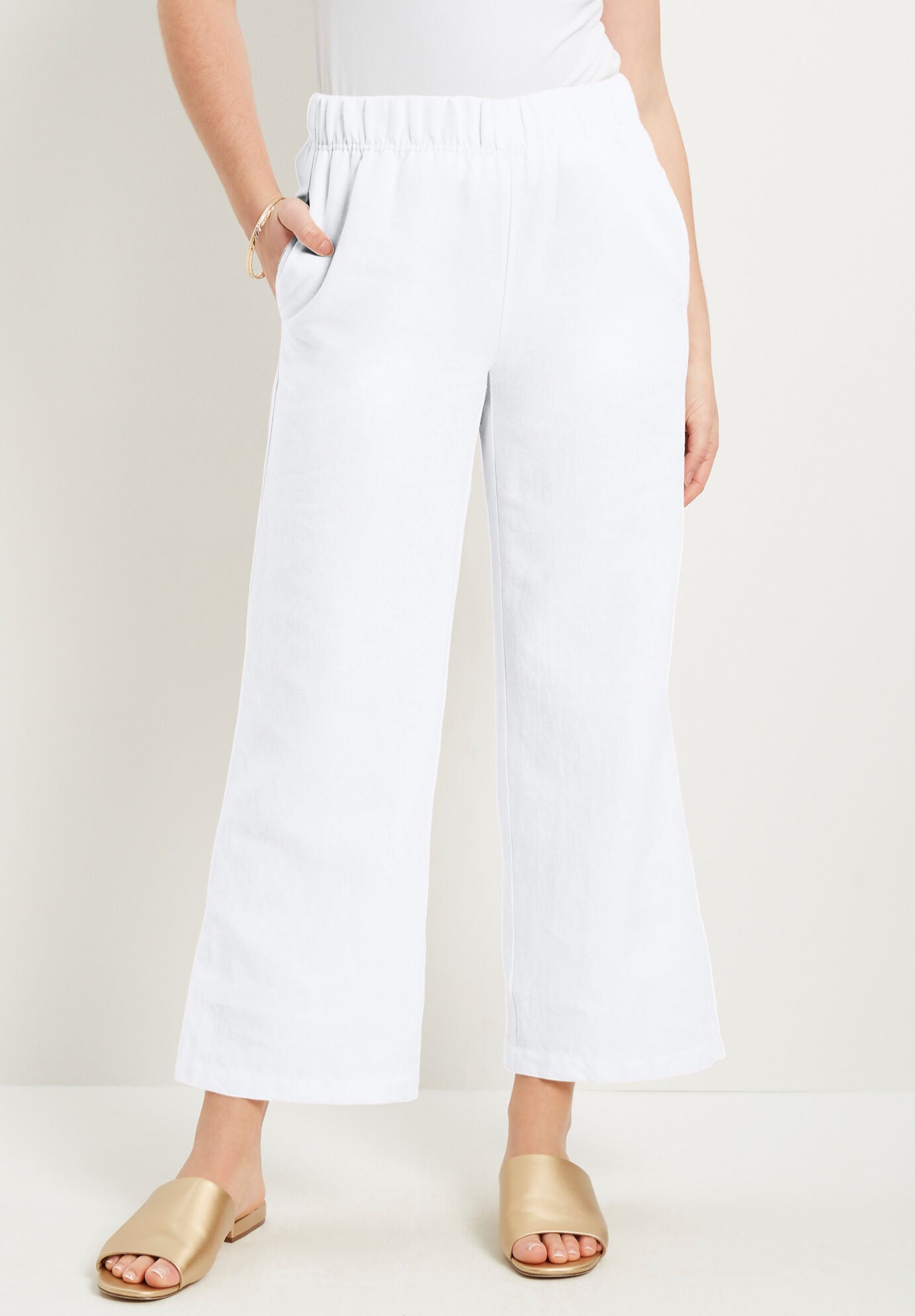 Cropped Wide-Leg Lino Soleil Pant, WHITE, hi-res image number 0