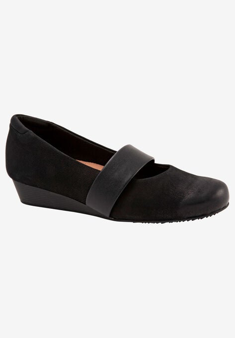 Winona Wedge , BLACK NUBUCK, hi-res image number null