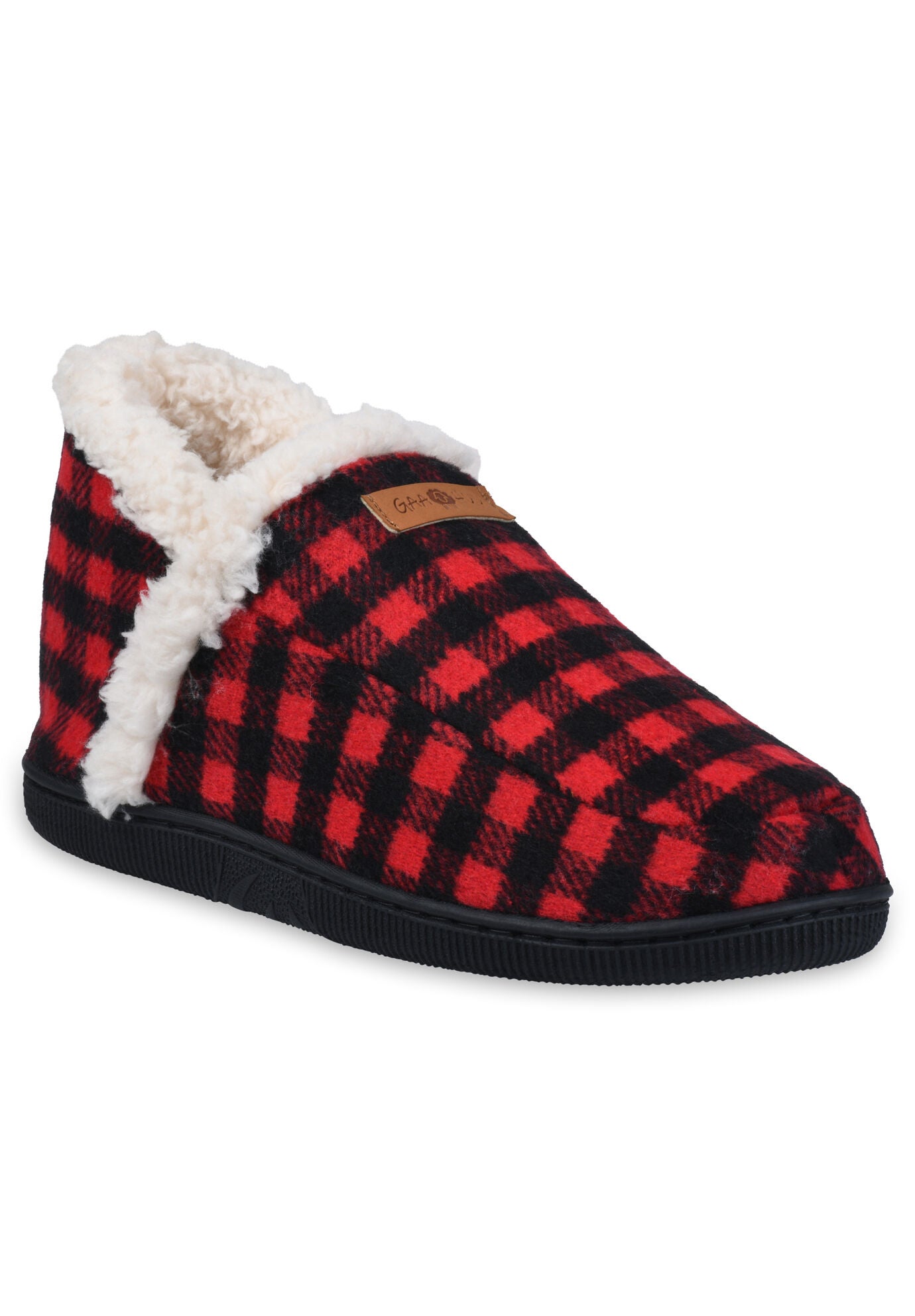 Faux Wool Ankle Slipper Boot Slippers, BUFFALO CHECK, hi-res image number 0