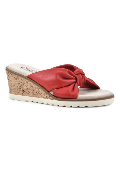 Adrielle Mule Wedge Sandal, RED SMOOTH, hi-res image number null