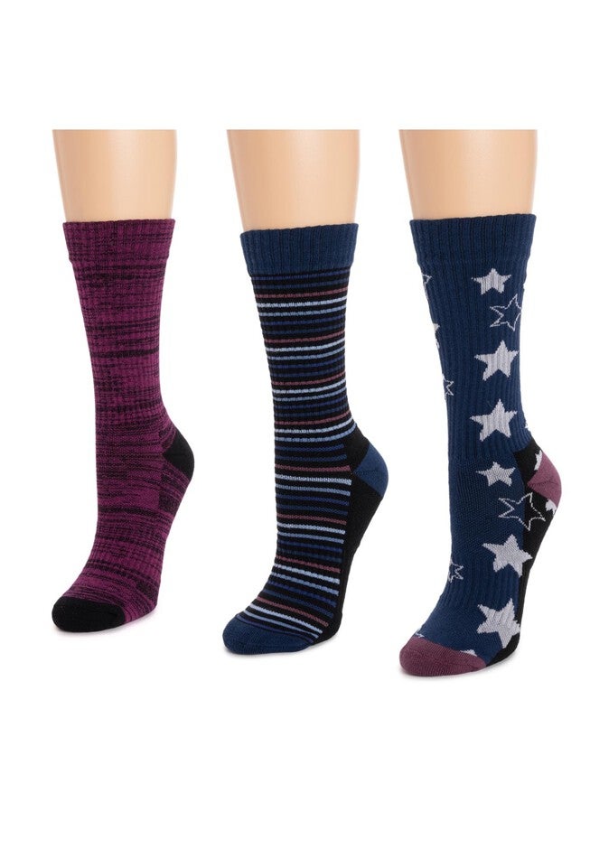 Women'S 3 Pack Cotton Compression Crew Socks, , on-hover image number null