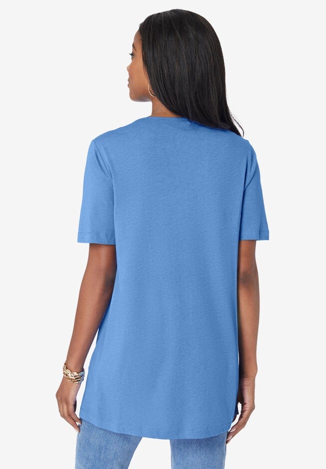 Pleated V-Neck Tee, , on-hover image number null