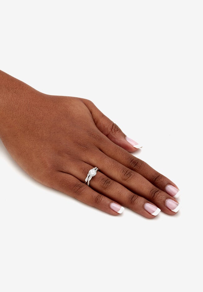 1.79 Cttw. 2-Piece Round .925 Sterling Silver Cubic Zirconia Wedding Ring Set, , alternate image number null