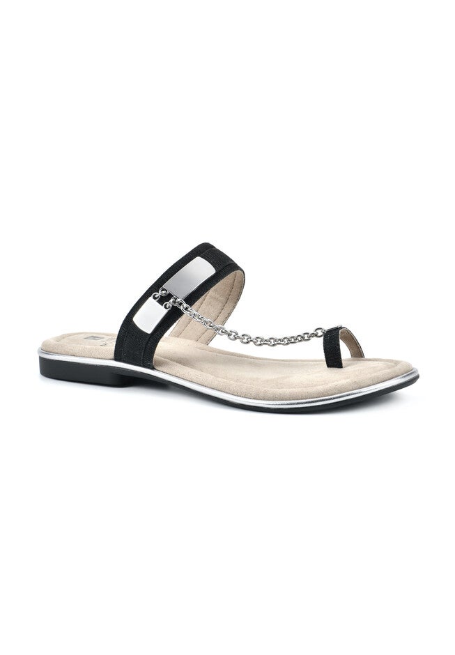 White Mountain Zoria Sandal, BLACK GLITTER, hi-res image number null
