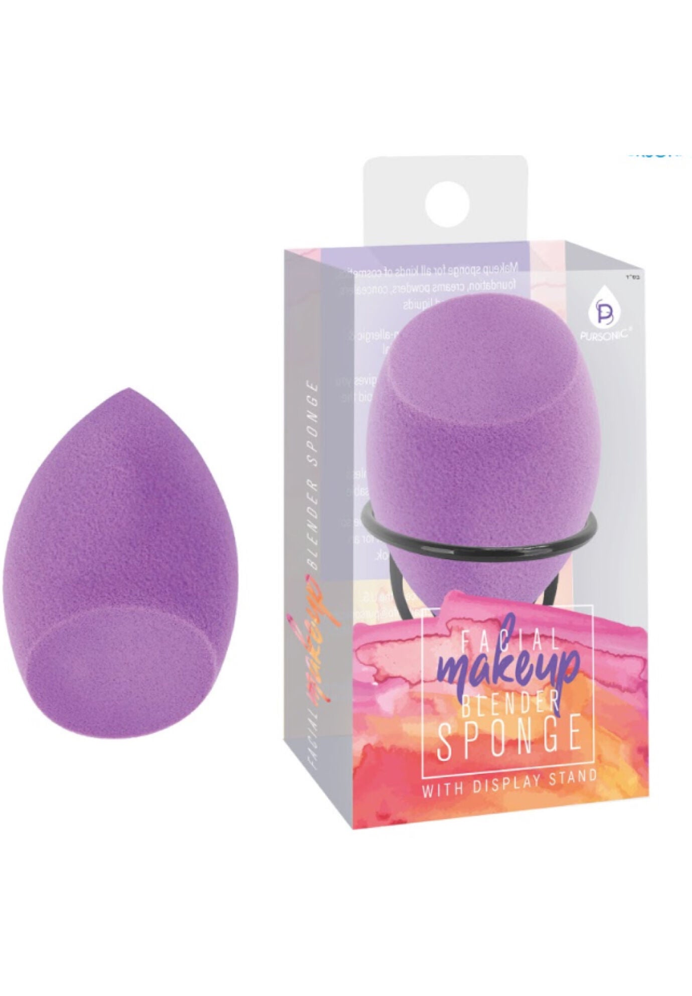 Facial Makeup Blender Sponge W/Display Stand, O, hi-res image number 0