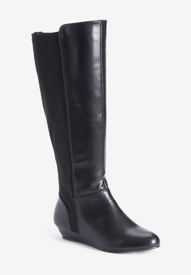 The Claudette Tall Wide Calf Boot By Comfortview, BLACK, hi-res image number null