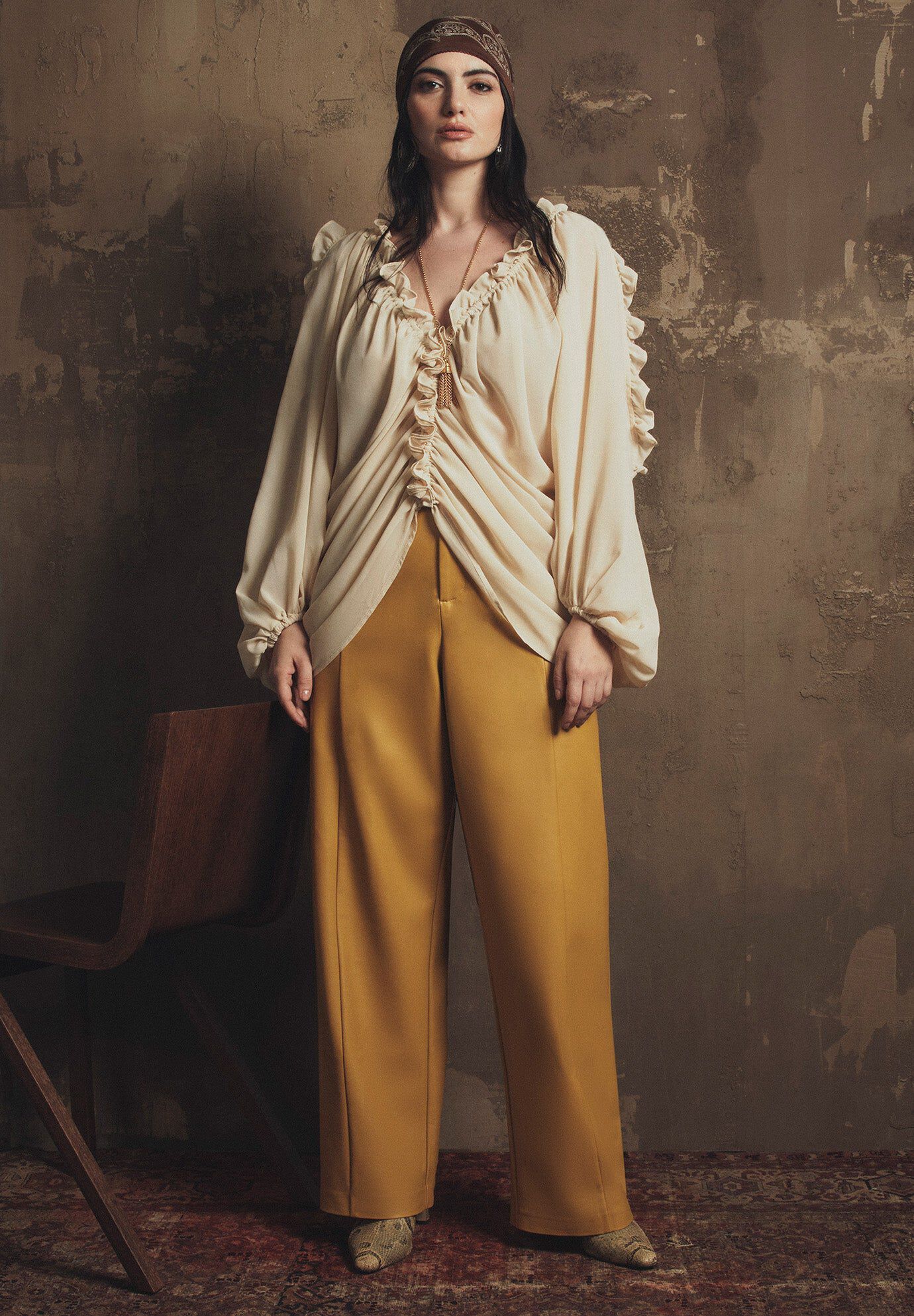 Draped Off-The-Shoulder Blouse, PEBBLE, hi-res image number 0