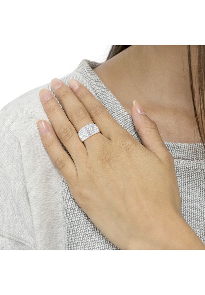 Sterling Silver Baguettecut Diamond Channel Set Domed Tapered Cocktail Ring, , alternate image number null