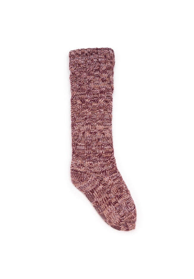 Cable Lounge Slipper Socks, DARK CHERRY, hi-res image number null