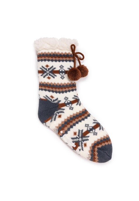 Cabin Tall Slipper Socks, IVORY SNOWFLAKE, hi-res image number null