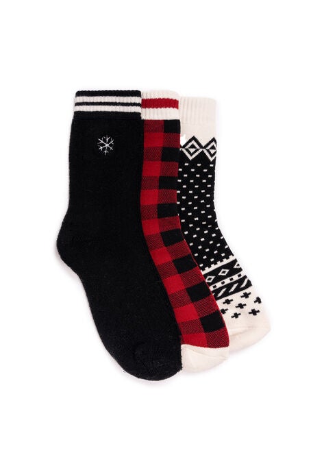 3 Pair Terry Slipper Socks, RED HOLIDAY, hi-res image number null