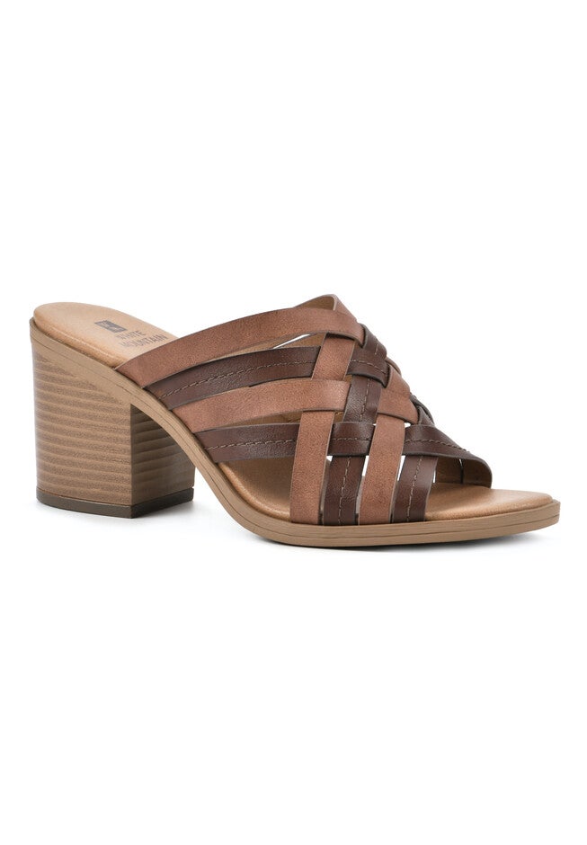 White Mountain Be Happy Mule Sandal, LIGHT BROWN BURNISHED, hi-res image number 0