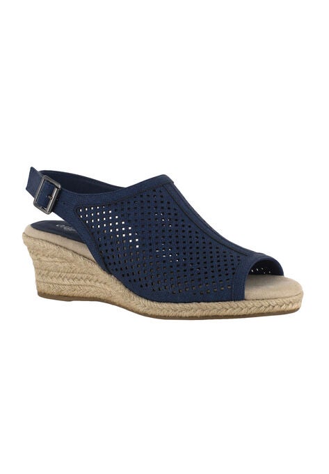 Stacy Sandal by Easy Street®, DENIM LINEN PRINT, hi-res image number null
