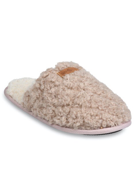 Quilted Teddy Bear Scuff Slipper Slippers, COCOA, hi-res image number null