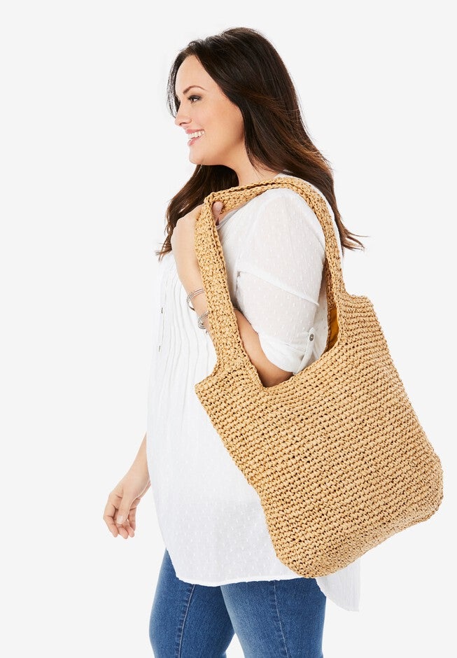 Straw Tote Bag, NATURAL, hi-res image number 0