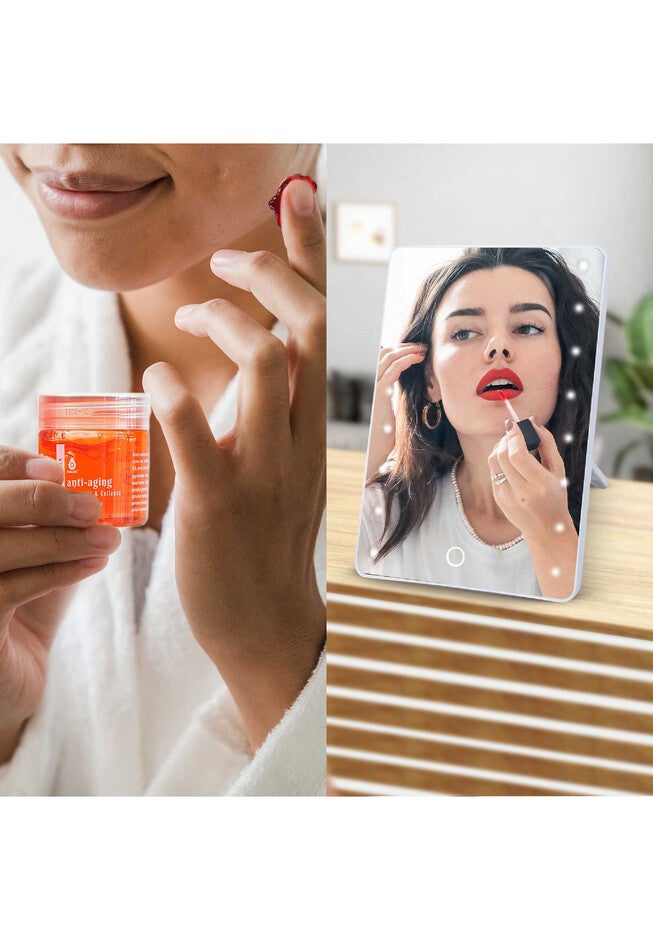 Touchscreen Led Vanity Mirror And Luxurious Gel & Mud Face Mask Set, , alternate image number 2