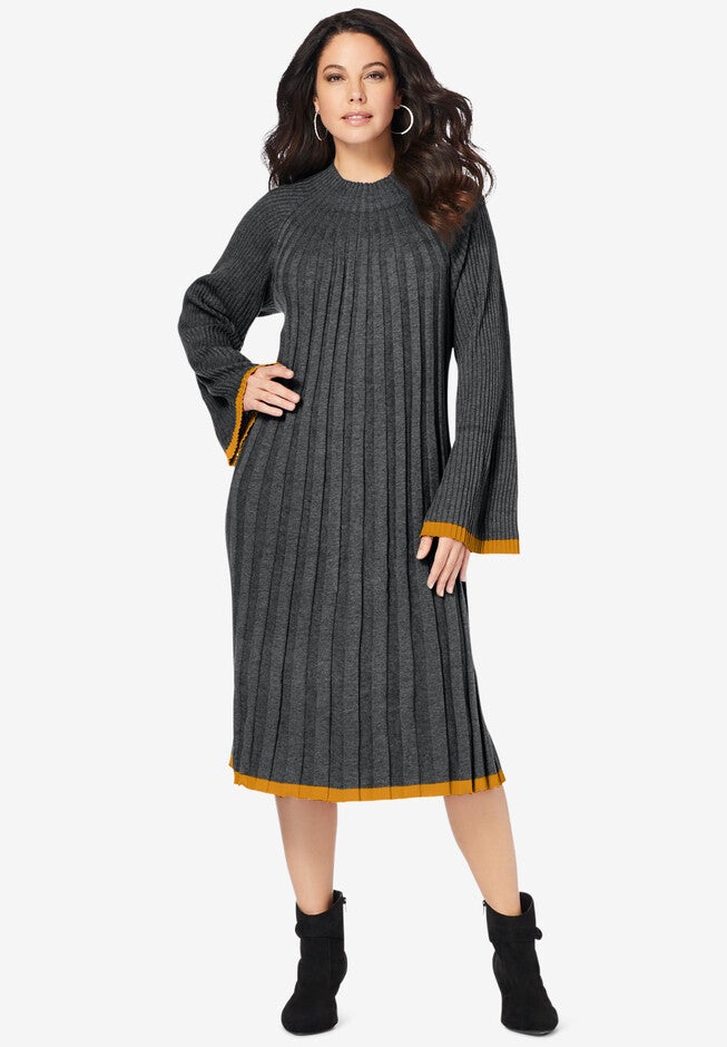 Swing Sweater Dress, DARK CHARCOAL, hi-res image number null