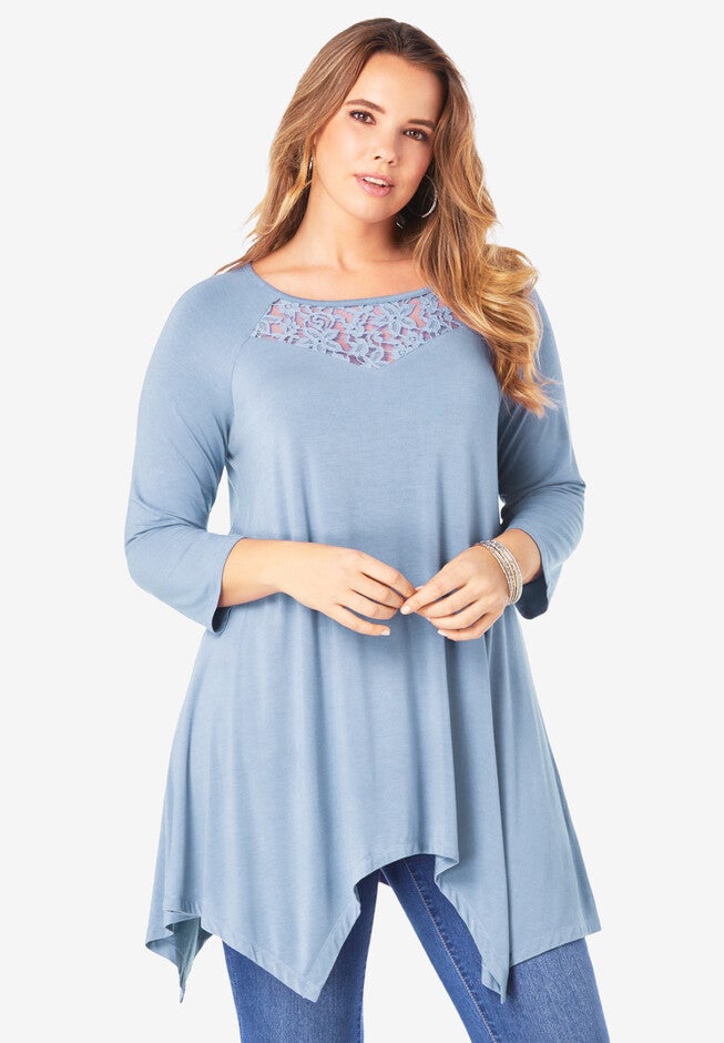 Handkerchief-Hem Tunic, PALE BLUE, hi-res image number null