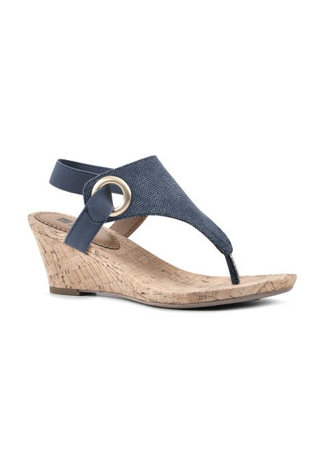 Aida Cork Wedge Sandal, DENIM BLUE FABRIC, hi-res image number null