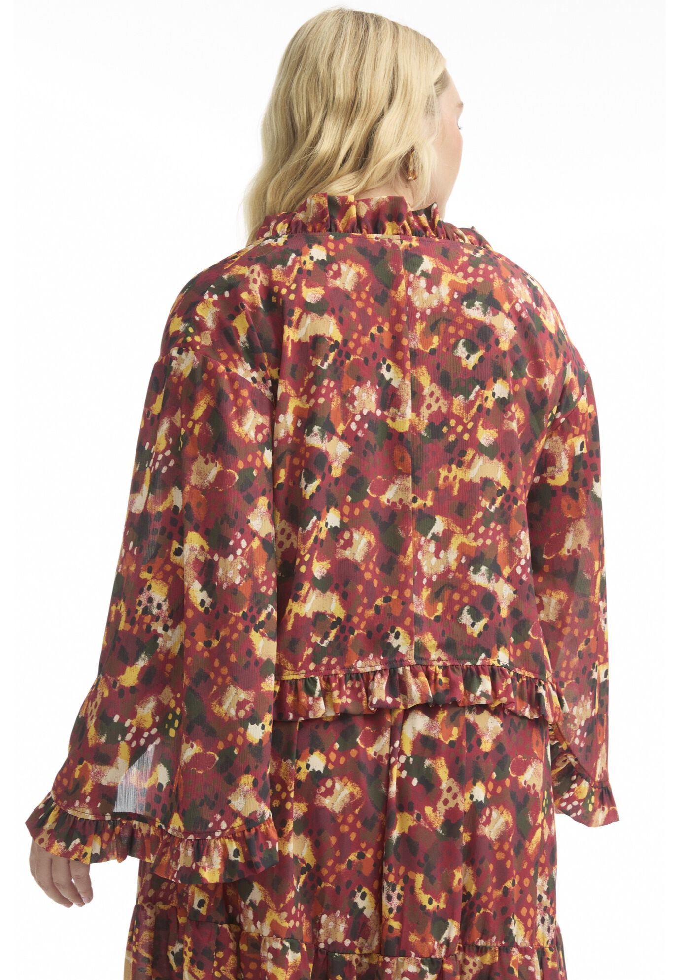 Ruffle Tie-Front Top, DOTTED, on-hover image number 1