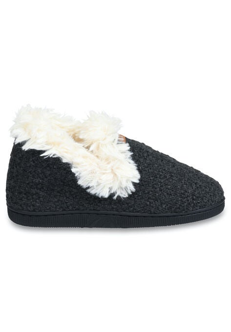 Textured Knit Fur Color Slipper Boot Slippers, , alternate image number null
