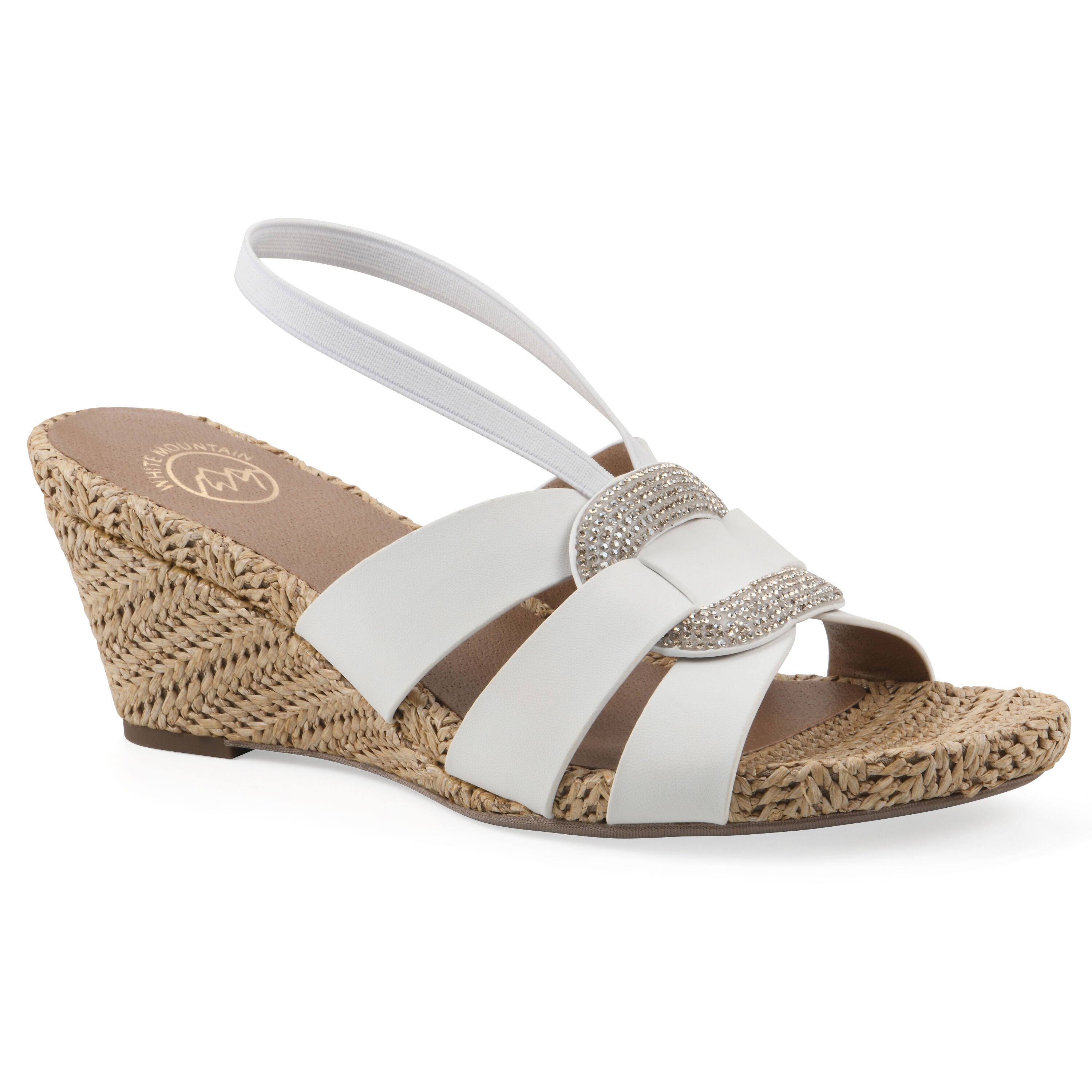 Atavi Wedge Sandal, WHITE SMOOTH, hi-res image number 0