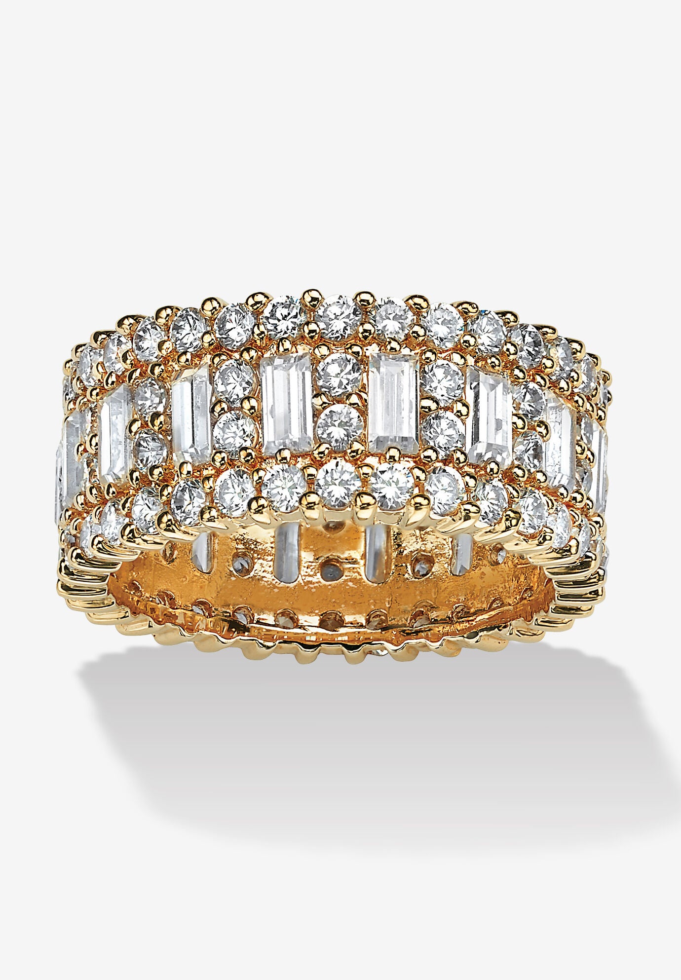 Palm Beach Jewelry 14K Gold Plated Emerald Cut Yellow Cubic Zirconia Ring, Statement Cocktail Ring