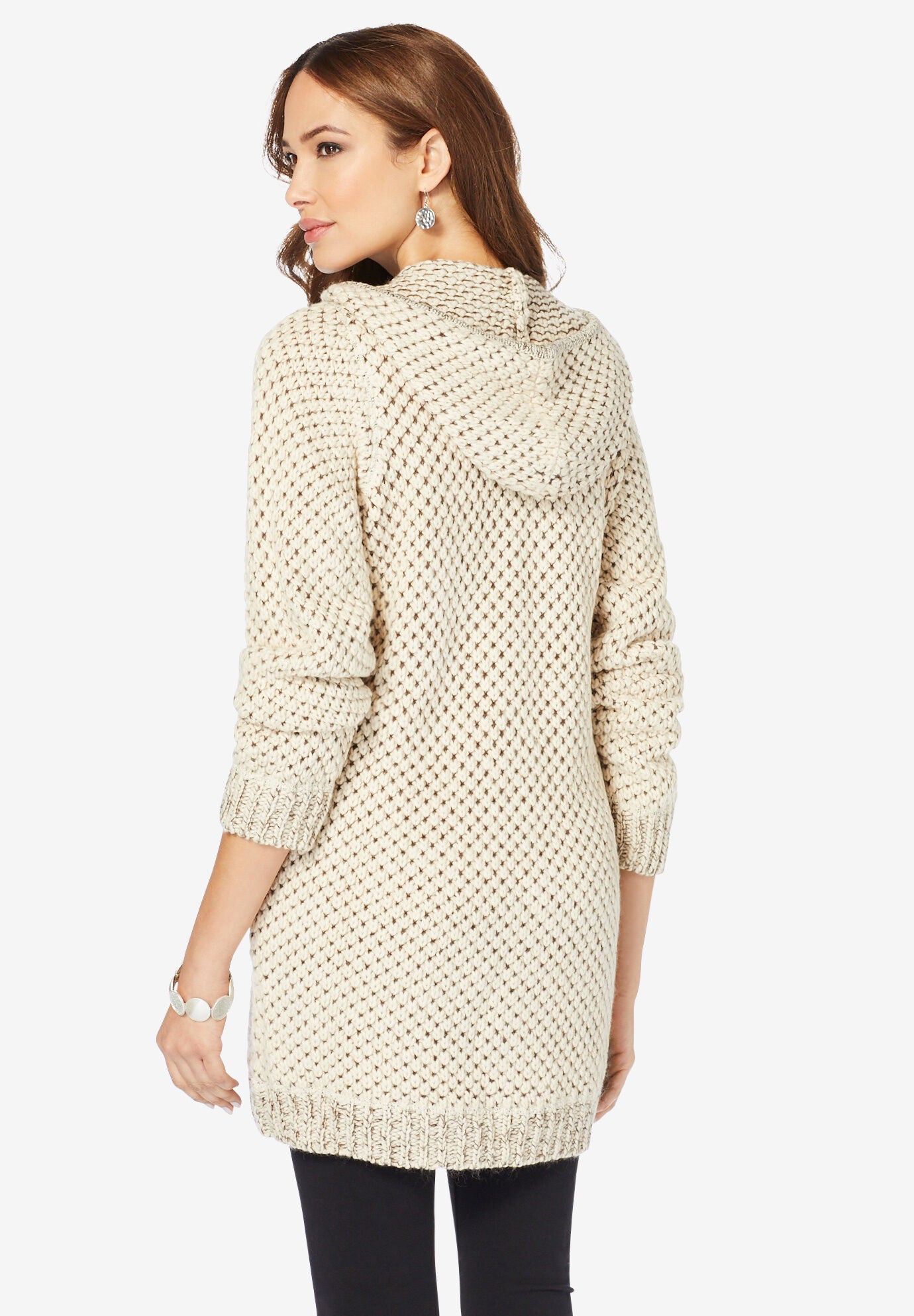 Marled Thermal Hoodie Cardigan, , on-hover image number 1