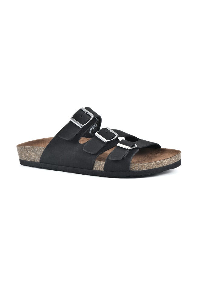 White Mountain Greatest Footbed Sandal, BLACK LEATHER, hi-res image number null