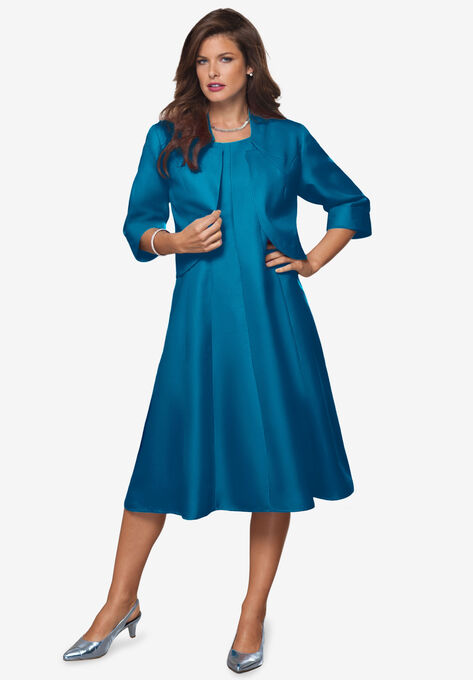Fit-And-Flare Jacket Dress, PEACOCK TEAL, hi-res image number null