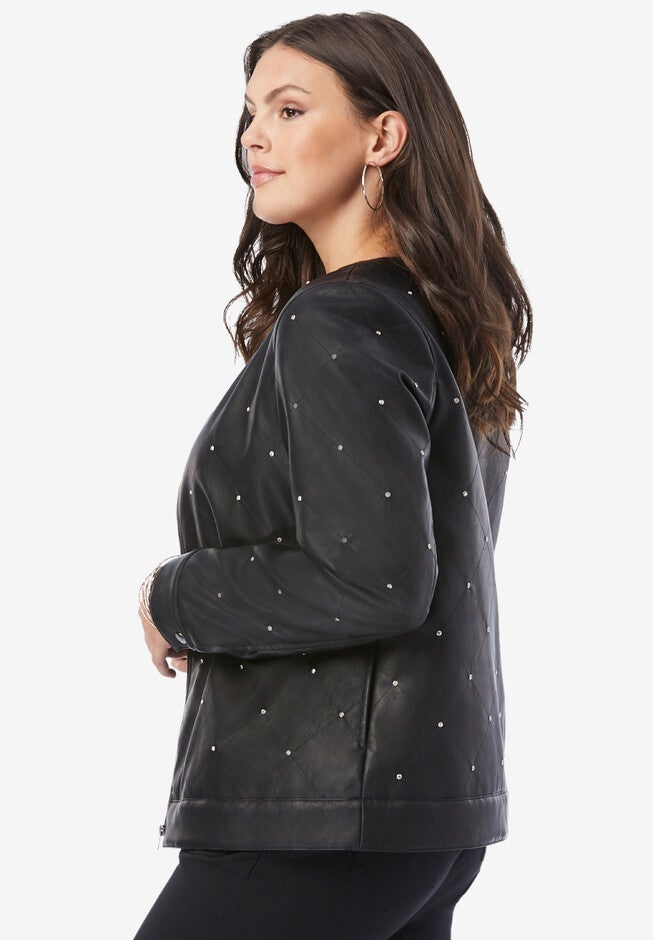 Rhinestone-Studded Bomber Jacket, , alternate image number null