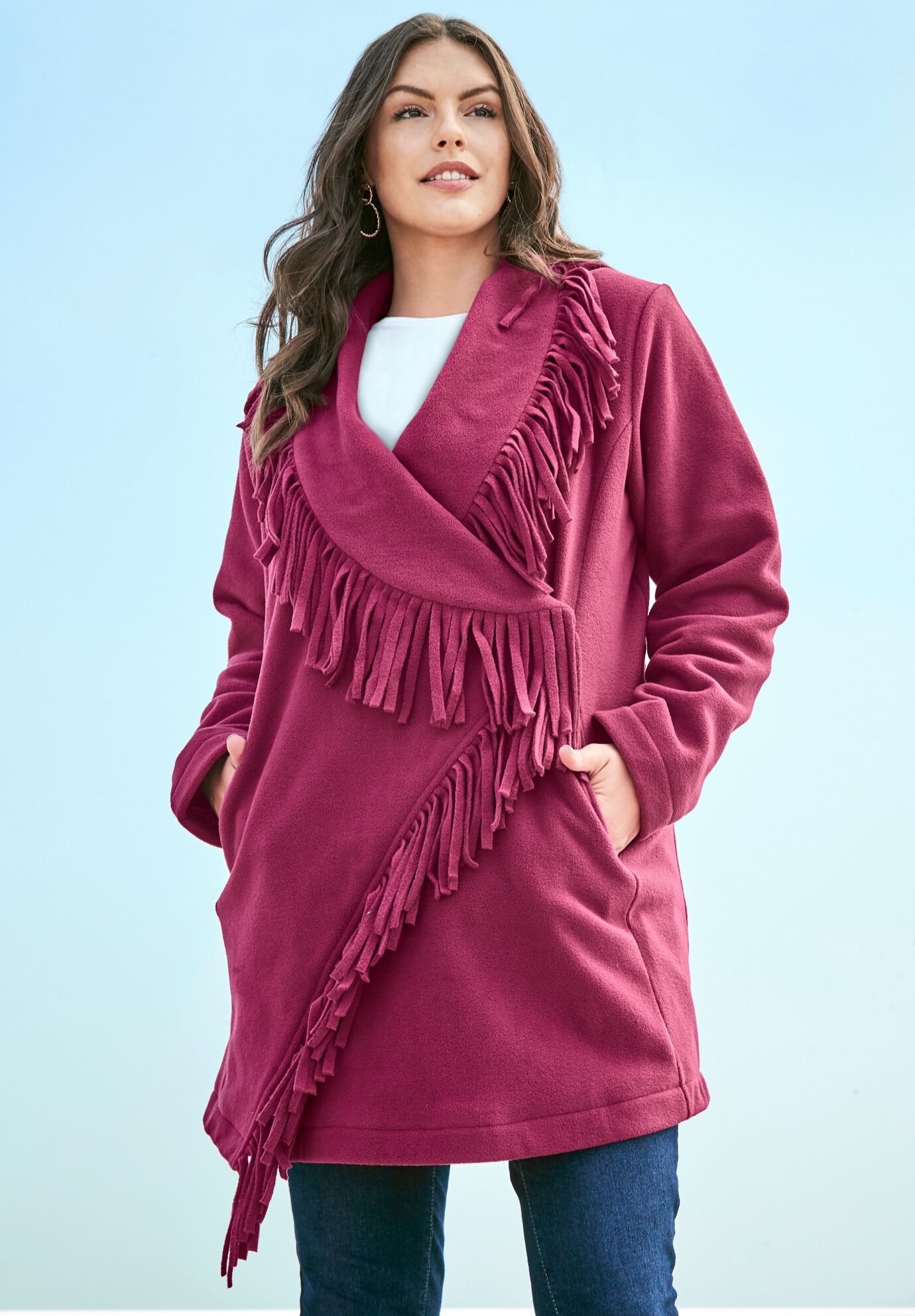 Fringe Fleece Jacket, , alternate image number 3