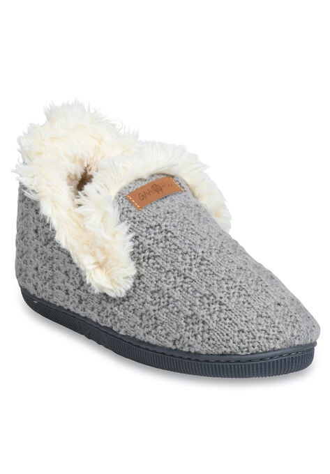 Textured Knit Fur Color Slipper Boot Slippers, GREY, hi-res image number null