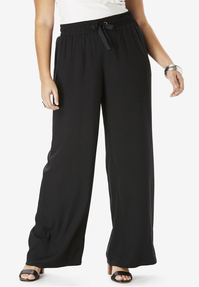 Wide-Leg Pant, BLACK, hi-res image number 0