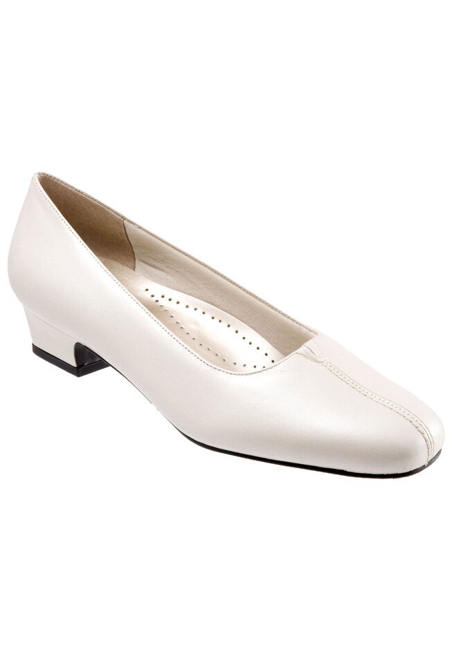 Doris Leather Pump by Trotters®, WHITE PEARL LEATHER, hi-res image number 0