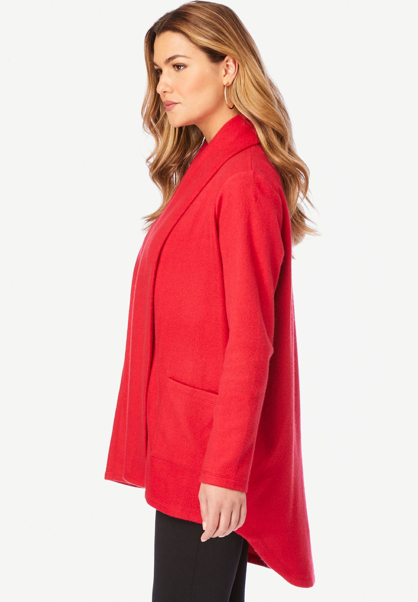 Shawl Collar Sherpa Cardigan, , alternate image number 2