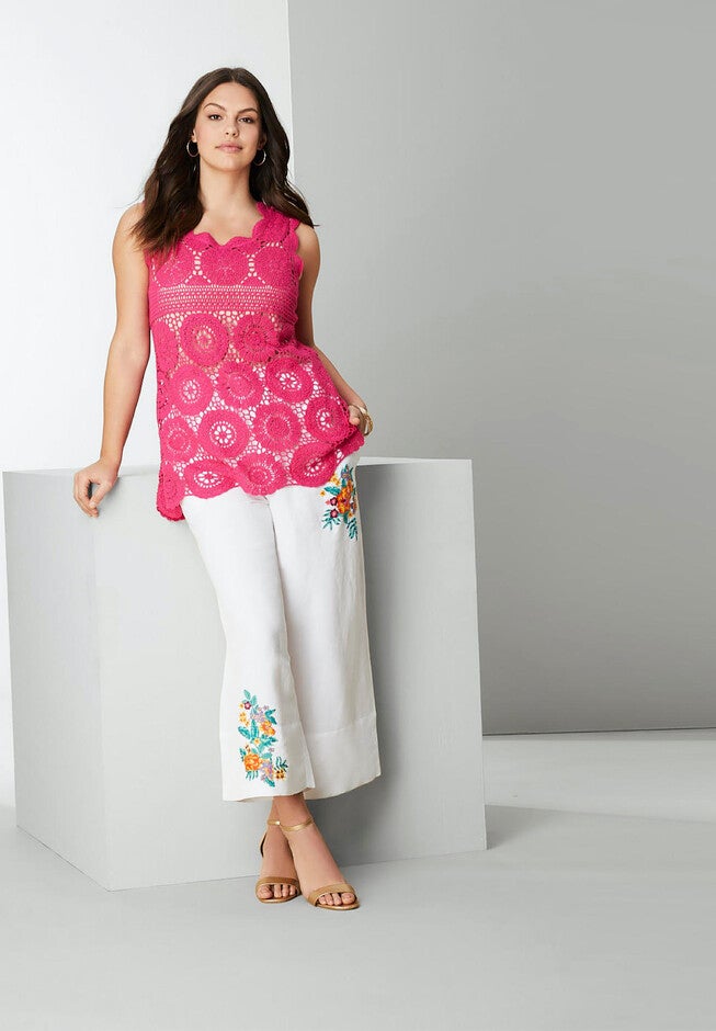 Linen Wide-Leg Crop Pant, , alternate image number null