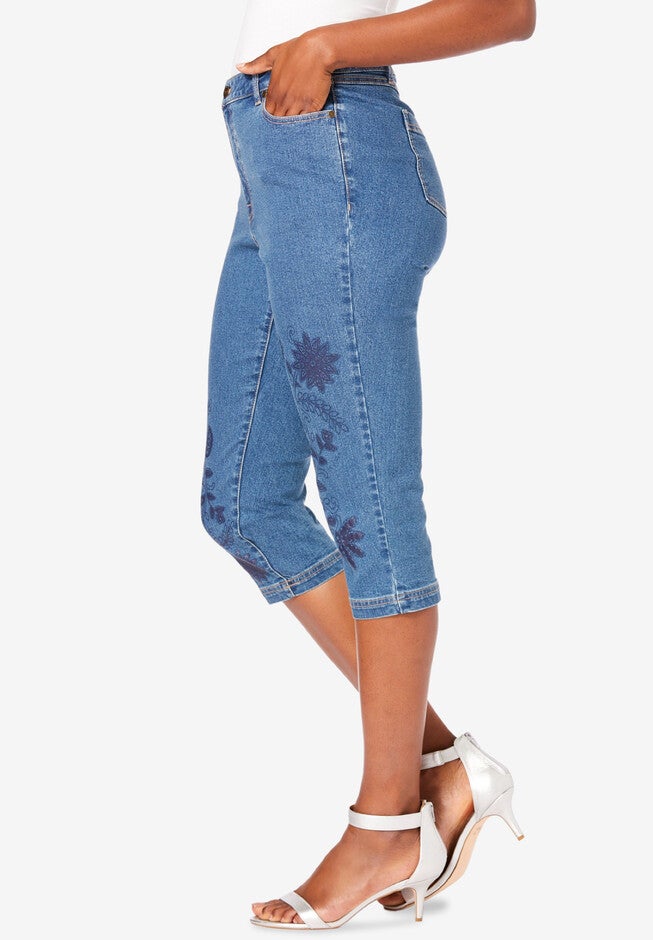 Printed Straight-Leg Capri, , alternate image number null