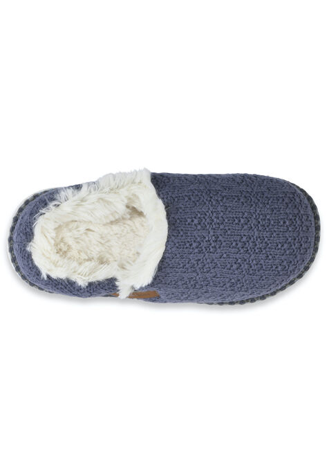Textured Knit Clog With Fur Lining Slippers, , alternate image number null