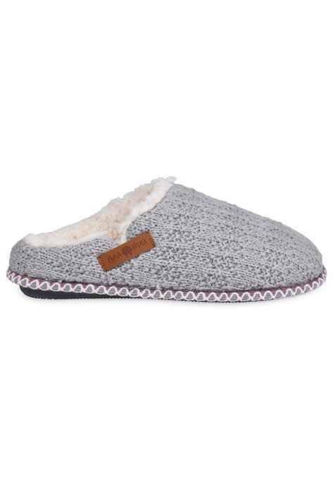 Textured Knit Clog With Fur Lining Slippers, , alternate image number null