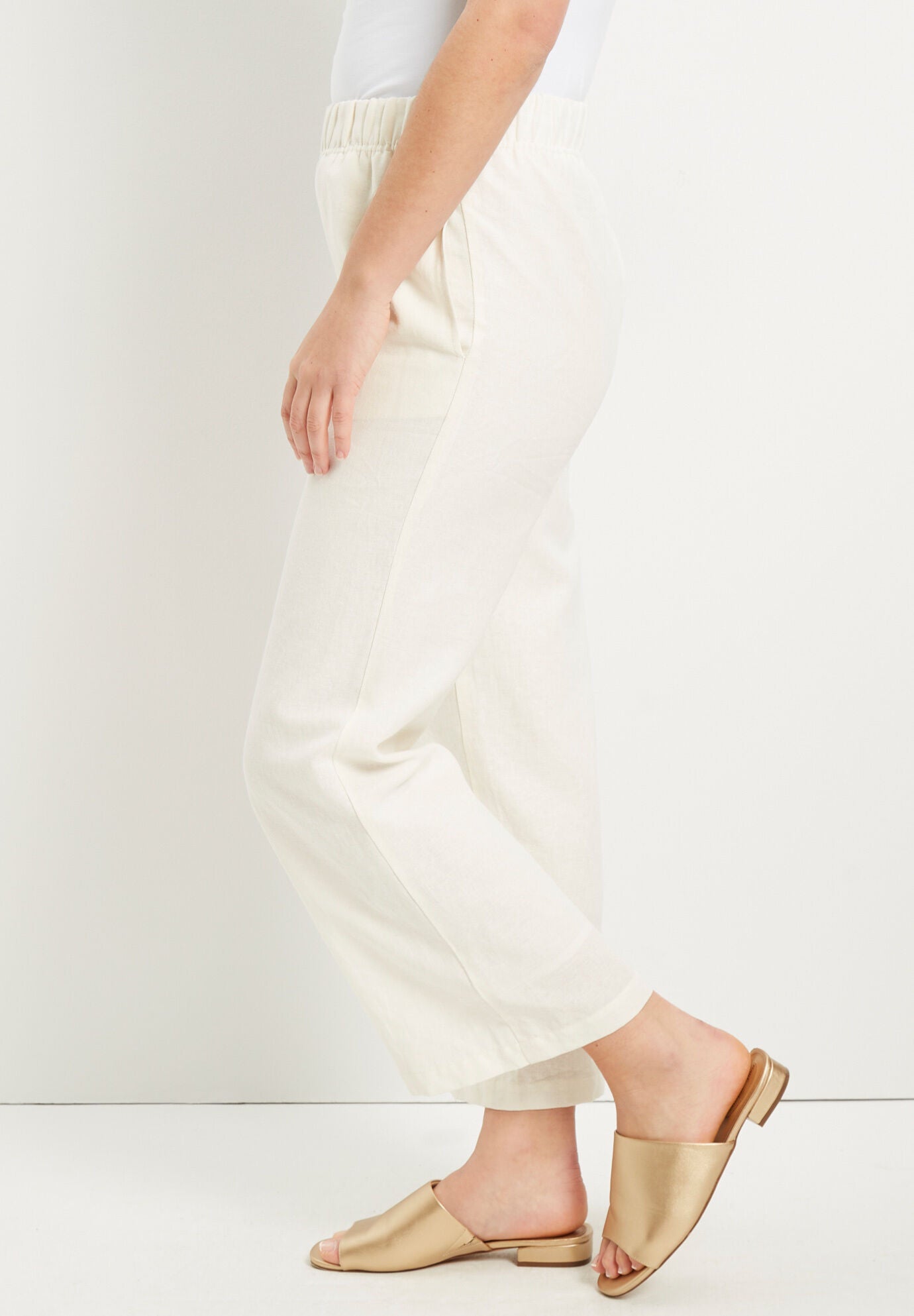 Cropped Wide-Leg Lino Soleil Pant, , alternate image number 2