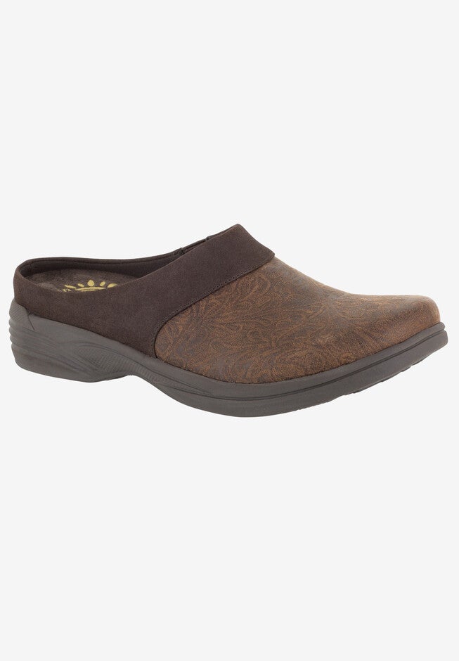 Cozy Mules by Easy Street®, BROWN FLORAL TOOL, hi-res image number null