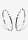 Sterling Silver Diamond Cut Beaded Edge Hoop Earrings (53Mm) Jewelry, SILVER, hi-res image number null