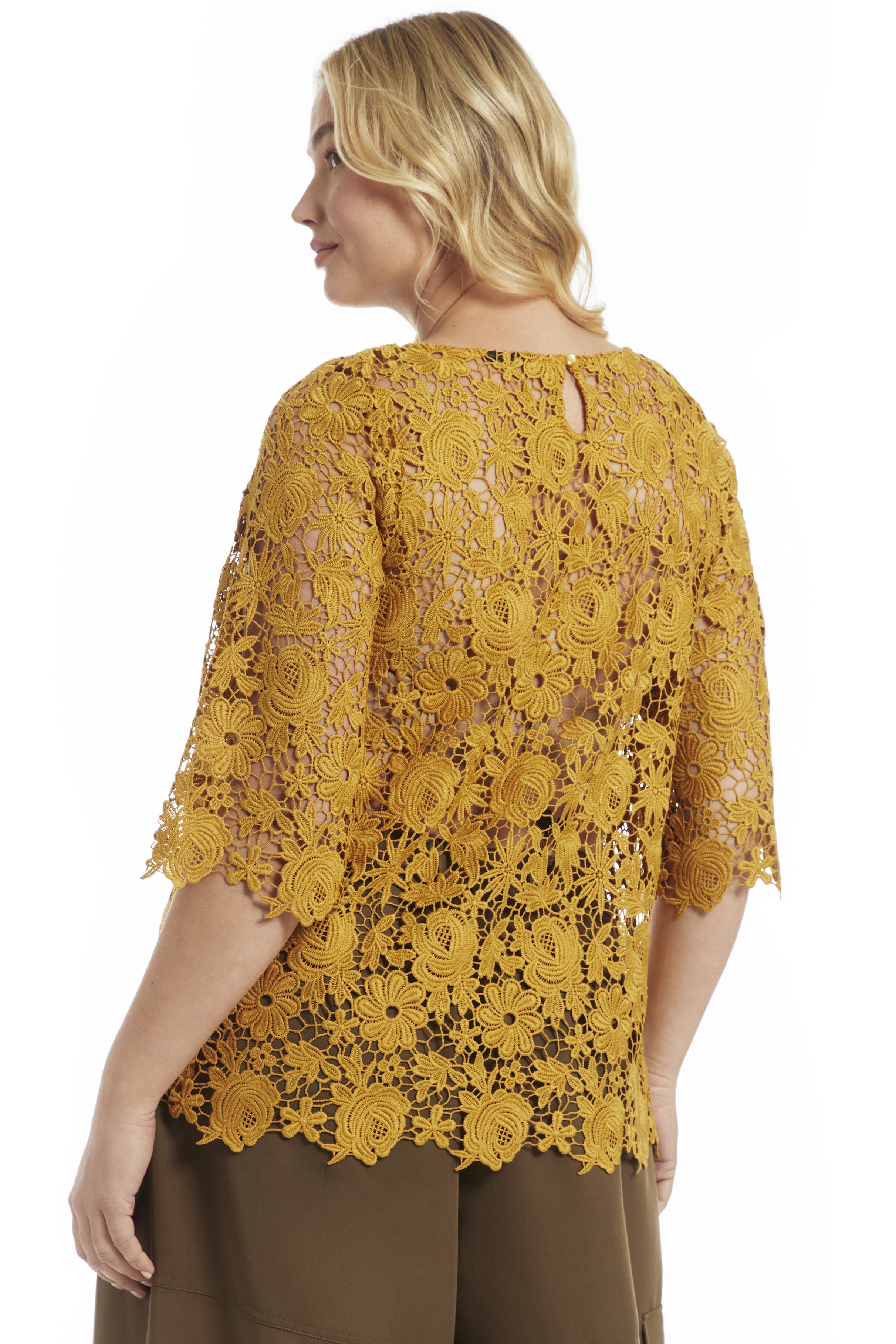 Allover Lace Top, GOLD FLAKE, alternate image number 2