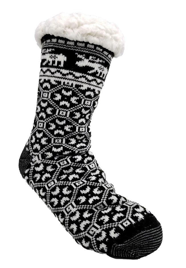 Moose Slipper Socks, BLACK, hi-res image number 0