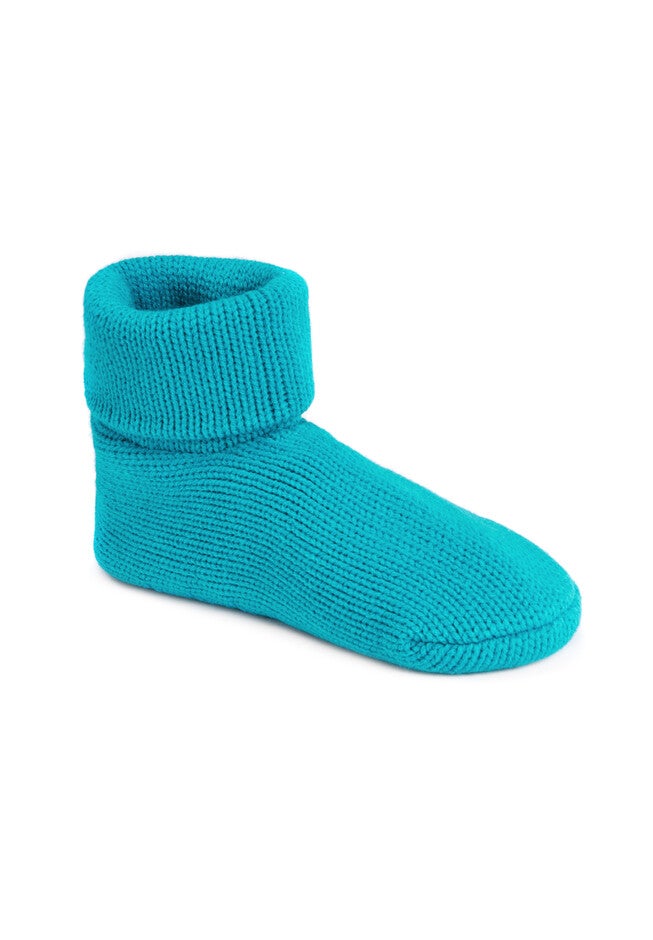 Cuff Slipper Sock by Muk Luks®, TURQUOISE FLORAL, hi-res image number null