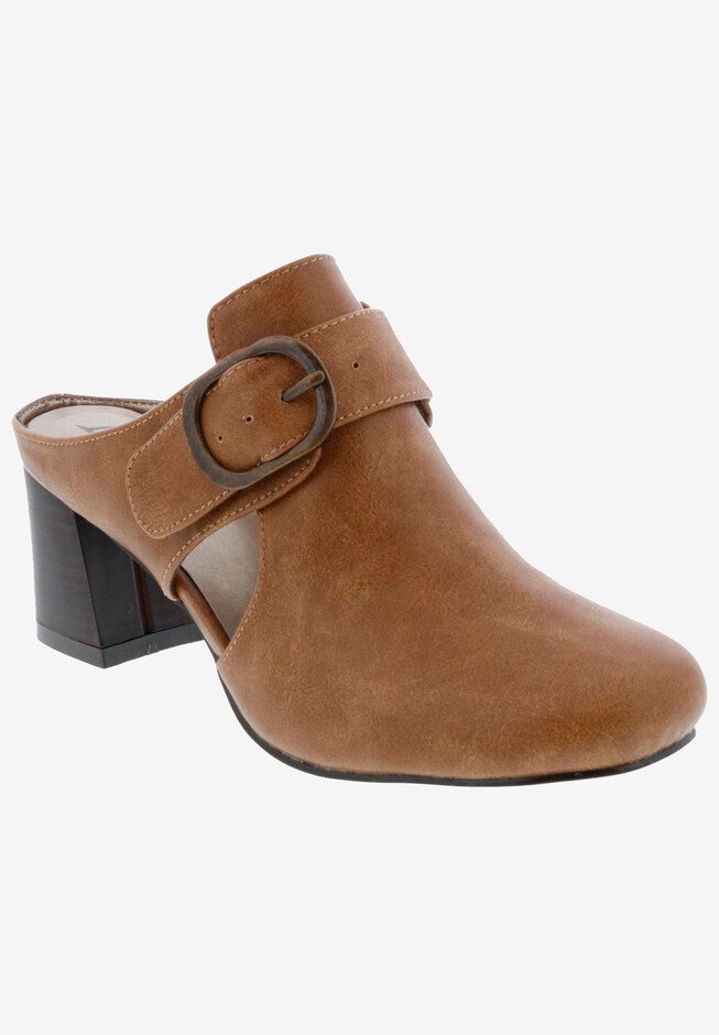 Piper Heeled Mule, BROWN FAUX NUBUCK, hi-res image number 0