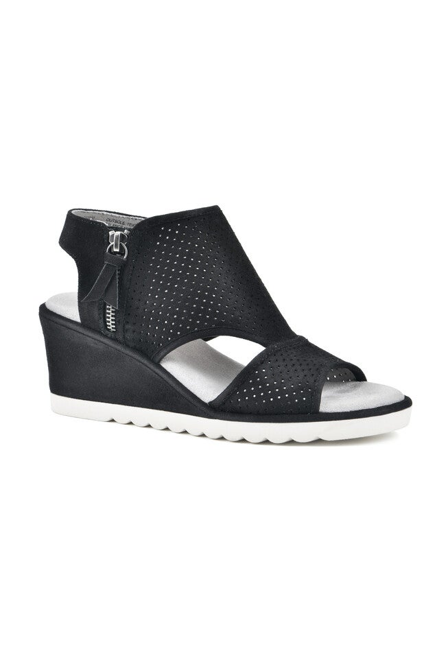 Abby Wedge Sandal, BLACK SUEDE, hi-res image number 0